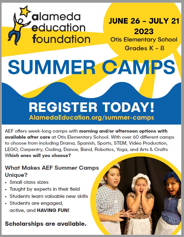 Alameda Education Foundation Summer Camps are Back! Earhart School PTA